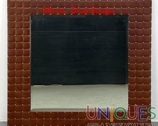 Lot 378 Decorator Tufted Vinyl Wall Mirror. Stud design.