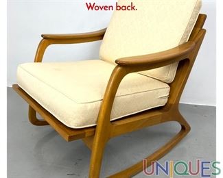 Lot 395 Mid Century Modern Rocking Chair Rocker. Woven back.
