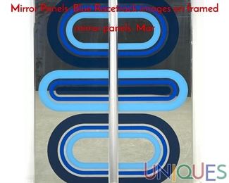 Lot 397 Pr SHARON ART CONCEPT Silkscreened Mirror Panels. Blue Racetrack images on framed mirror panels. Mar