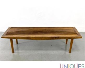 Lot 410 Mid Century Modern Slat Bench Table.