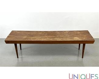 Lot 411 Mid Century Modern Slat Bench Table.