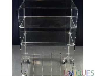 Lot 412 Lucite Acrylic Rolling Cart with Rounded Edges.