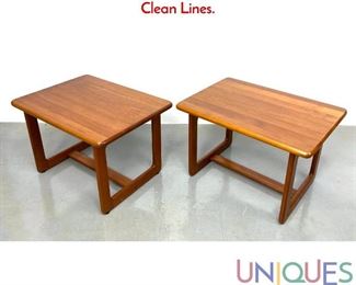 Lot 425 Pr Danish Teak Side End Tables. Modernist Clean Lines.