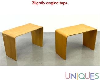 Lot 426 Pair Birch Molded Bentwood Stool Benches. Slightly angled tops.