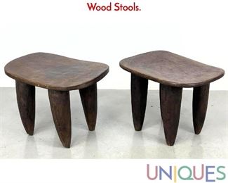Lot 439 2pc Senufo African Primitive Carved Wood Stools.