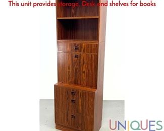 Lot 457 Tall Rosewood Drop Down Desk Book Case Unit. This unit provides storage, Desk and shelves for books