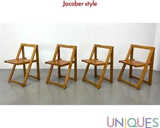 Lot 467 4pc Set Modernist Wood Slat Folding Chairs. Aldo Jacober style