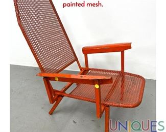Lot 471 Industrial Design Folding Chair. Red painted mesh.