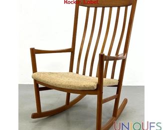 Lot 475 Tarm Stole Rocking chair. Danish Modern Teak. Modern Rocker. Label.