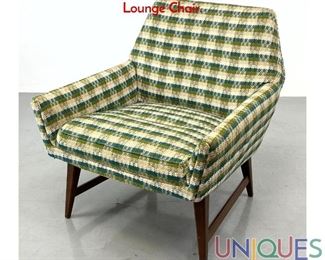 Lot 487 Jens Risom Low Lounge Chair. Upholstered Lounge Chair.