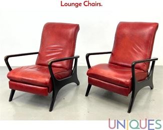 Lot 492 Pair Italian Modern Style Reclining Lounge Chairs.