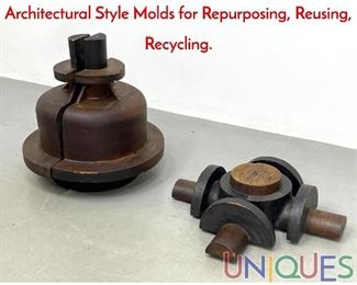 Lot 495 3pc Antique Wood Industrial Molds. Architectural Style Molds for Repurposing, Reusing, Recycling.