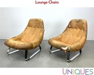 Lot 498 Percival Lafer High back Leather and Chrome Lounge Chairs