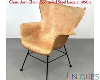 Lot 503 LUTHER CONOVER Fiberglass Shell Lounge Chair. Arm Chair. Enameled Steel Legs. c. 1950 s