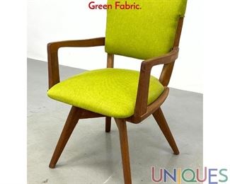 Lot 507 Modernist Swivel Open Arm Chair. Lime Green Fabric.
