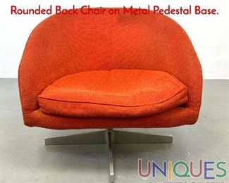 Lot 510 Swivel Modernist Lounge Chair. Rounded Back Chair on Metal Pedestal Base.