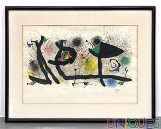 Lot 513 Joan Miro Abstract Print. Framed