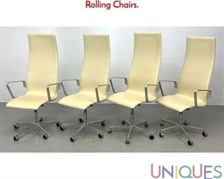 Lot 529 Set 4 FRITZ HANSEN Arne Jacobsen Tall Oxford Rolling Chairs.