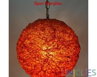 Lot 536 Mid Century Modern Red spaghetti lamp. Spun fiberglass.