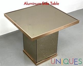 Lot 540 1970s Mirror and Brushed Gold Aluminum Side Table