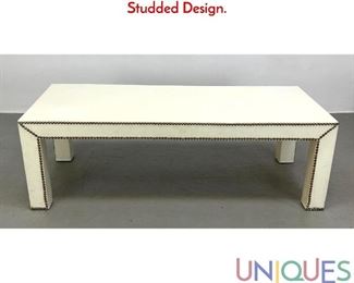 Lot 543 Faux Leather Parsons Style Coffee Table with Studded Design.