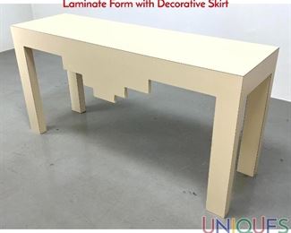 Lot 546 Southwestern style Parsons Console Hall Table. Laminate Form with Decorative Skirt