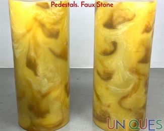 Lot 548 Patterned Molded Resin Column Form Display Pedestals. Faux Stone