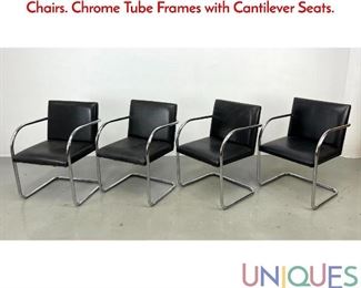 Lot 555 Set 4 GORDON INTERNATIONAL Dining Chairs. Chrome Tube Frames with Cantilever Seats.