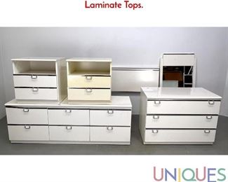 Lot 565 Lane White Lacquer Bedroom Set with Laminate Tops.
