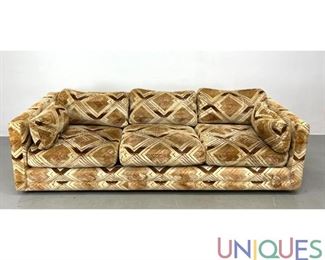 Lot 568 70s Modern Upholstered Sofa. Diamond Pattern.