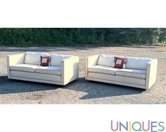Lot 574 Pair FLAIR Inc Love Seat Sofas. Box form.