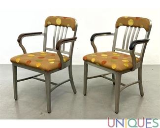 Lot 575 Pair GOOD FORM Aluminum Arm Chairs.