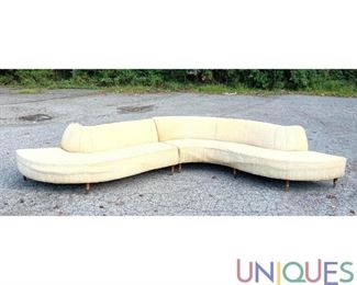 Lot 577 Vintage Long 2 Section Wave Form Sofa Couch.