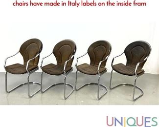 Lot 578 Set of 4 Italian Chrome Frame Dining Chairs. Two chairs have made in Italy labels on the inside fram