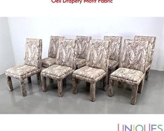 Lot 591 Set of 8 Upholstered High Back Dining Chairs with Trompe L Oeil Drapery Motif Fabric