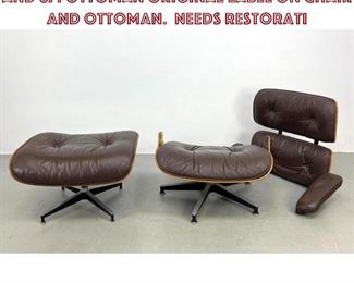Lot 603 Herman Miller 670 Lounge chair and 671 ottoman original label on chair and ottoman. Needs restorati