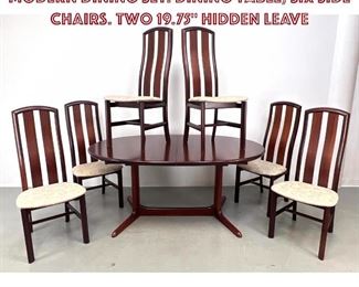 Lot 605 7pc Rosewood SKOVBY Danish Modern Dining Set. Dining Table, Six Side Chairs. Two 19.75 hidden leave