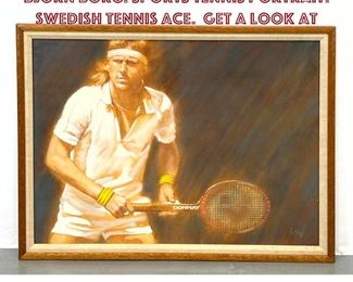 Lot 651 Signed LUBAY Pastel Painting BJORN BORG. Sports Tennis Portrait. Swedish Tennis Ace. Get a look at