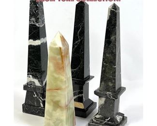Lot 652 4pc Stone and Marble Obelisk Sculpture Collection. 