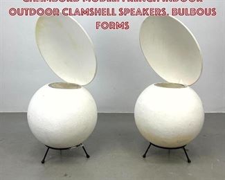 Lot 692 Pair Elipson Speakers, Bs50 Chambord Model. French indoor outdoor clamshell speakers. Bulbous forms 