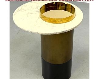 Lot 716 Decorator Karl Springer Style Side Table. Marble and Brass Dish Top. 