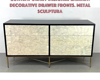 Lot 726 Bernhardt Dresser Credenza. Contemporary Designer Cabinet. Decorative Drawer Fronts. Metal sculptura
