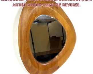 Lot 735 WOODENWORKS by PETER RESNIK Laminated Wood Mirror. Organic form. Artist Studio card on reverse. 