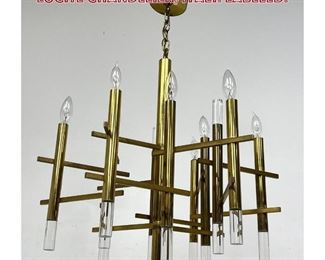 Lot 771 Gaetano Sciolari brass and lucite chandelier, Italy. Labeled. 
