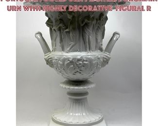 Lot 784 MOTTAHEDEH Vista Alegre Portugal Footed Urn Planter. Porcelain urn with highly decorative figural r