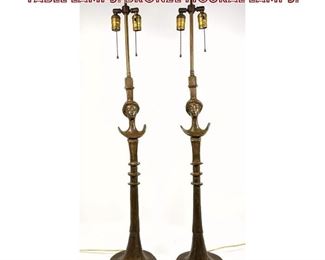Lot 791 Pr Giacometti style Tete a Tete Table Lamps. Bronze Figural Lamps. 