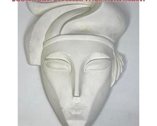 Lot 790 Molded Plaster Face Wall Sculpture. Stylized Face with beret. 