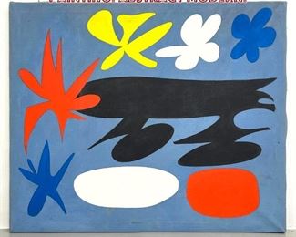Lot 806 Unsigned Joan MIro Style Painting. Abstract modern. 