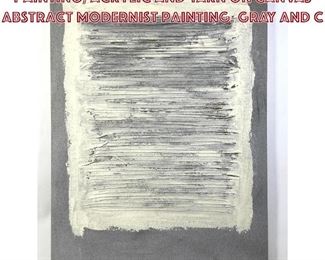 Lot 810 Adja Yunkers Attributed Painting, Acrylic and Yarn on Canvas Abstract Modernist Painting. Gray and C