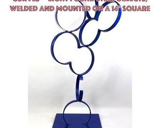 Lot 881 JOE SELTZER Sculpture Blue Curves  Eight found steel objects, welded and mounted on a 14 square 